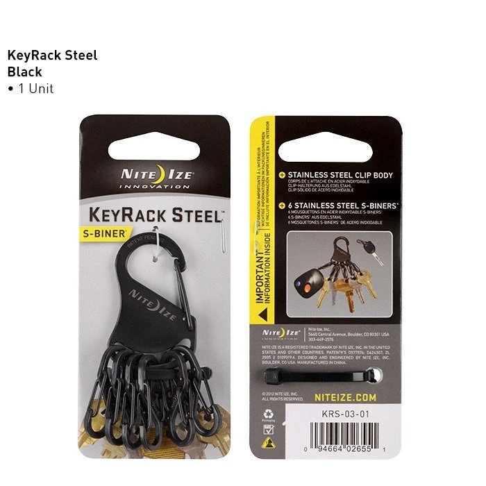 Breloczek Nite-Ize KeyRack + 6x micro karabińczyk nerūdijantis plienas juoda (KRS-03-01)