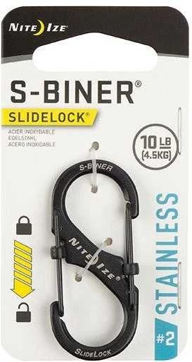 Nite Ize Karabińczyk S-Biner SlideLock #2 nerūdijantis plienas juoda - LSB2-01-R3 - LSB2-01-R3