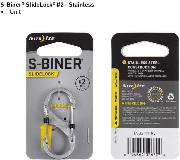 Nite-Ize Karabińczyk S-Biner SlideLock #2 nerūdijantis plienas - LSB2-11-R3 - LSB2-11-R3