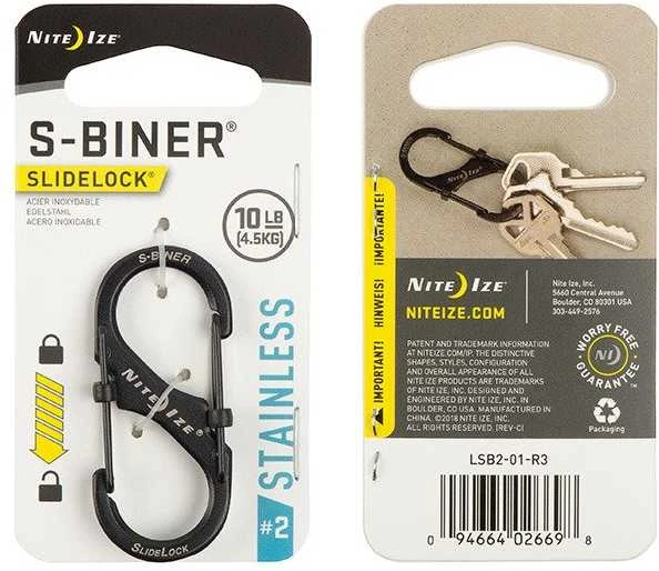 Nite Ize Karabińczyk S-Biner SlideLock #2 nerūdijantis plienas juoda - LSB2-01-R3 - LSB2-01-R3