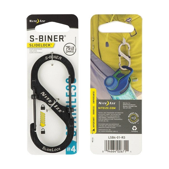 Nite-Ize Karabińczyk S-Biner SlideLock #4 nerūdijantis plienas juoda (LSB4-01-R3)