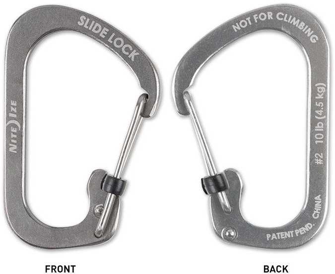 Nite Ize Slidelock #6 karabinas, juodas, 45 kg apkrova