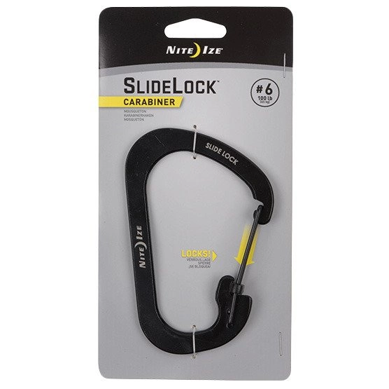 Nite Ize Slidelock #6 karabinas, juodas, 45 kg apkrova
