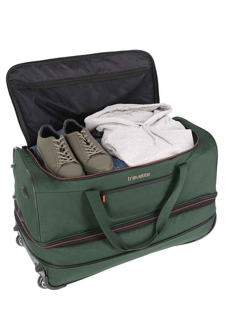 Kelioninis Travelite Basics L - talpa 98/119l, žalia kelioninė tašė ant ratukų
