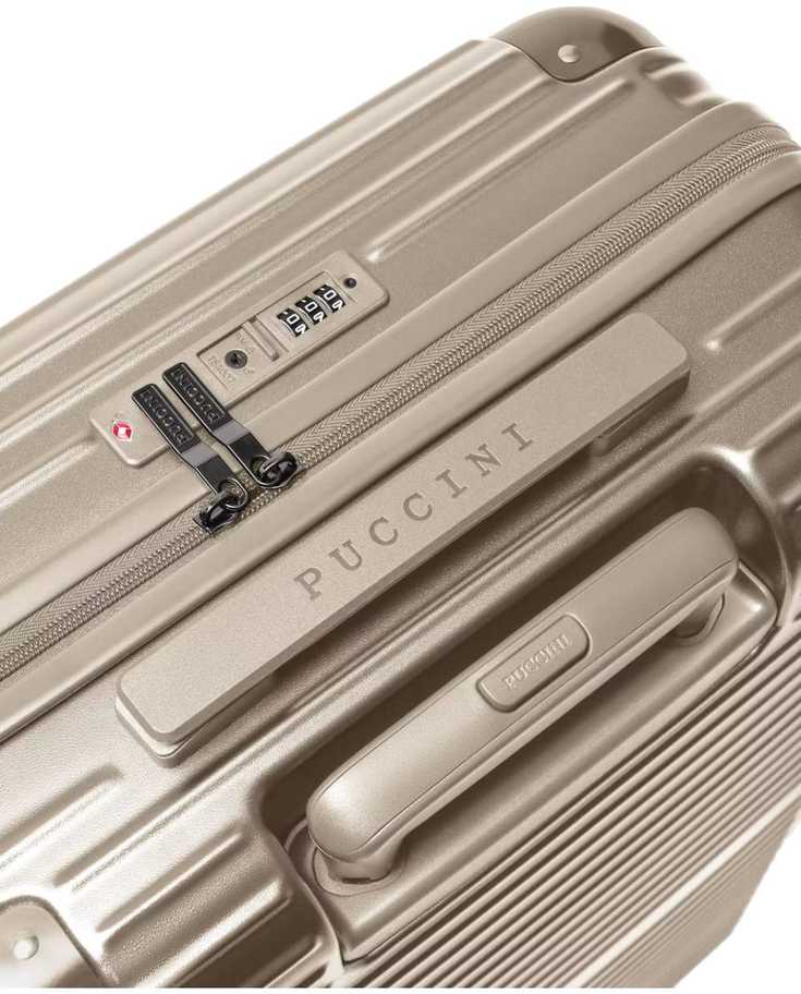 Kelioninis Walizka Duża Podróżna Twarda Aluminiowe Narożniki Szampan PUCCINI PC034A-6C