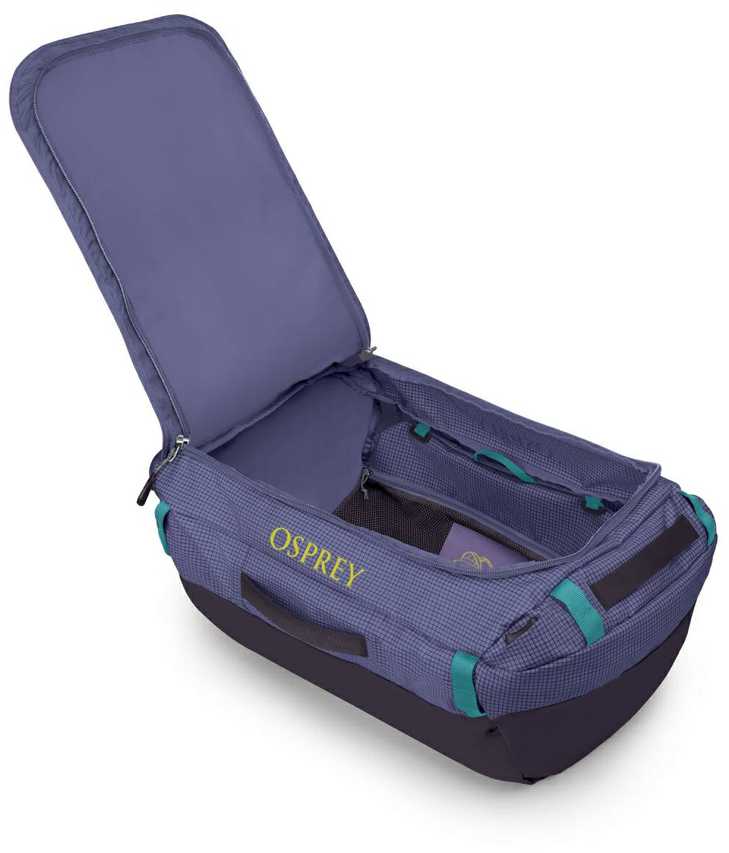 „Osprey Transporter Duffel 65“ kelioninis krepšys – euforijos violetinė