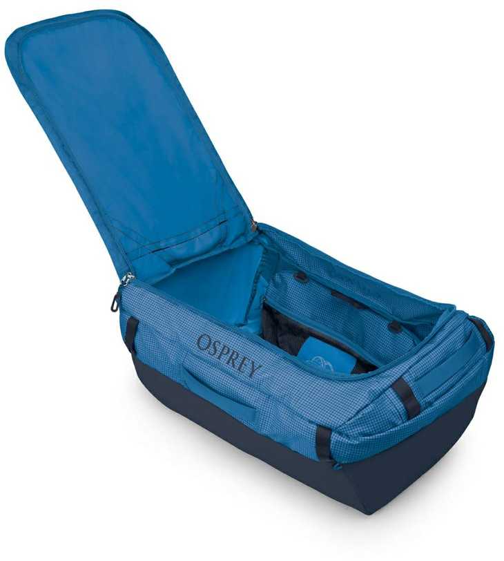 Osprey „Transporter Duffel 95“ kelioninis krepšys – liepsnos mėlyna spalva