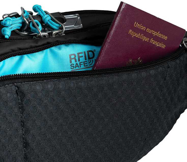 Juosmens krepšys, piniginė Pacsafe ECO su RFID apsauga nuo vagysčių, juoda spalva