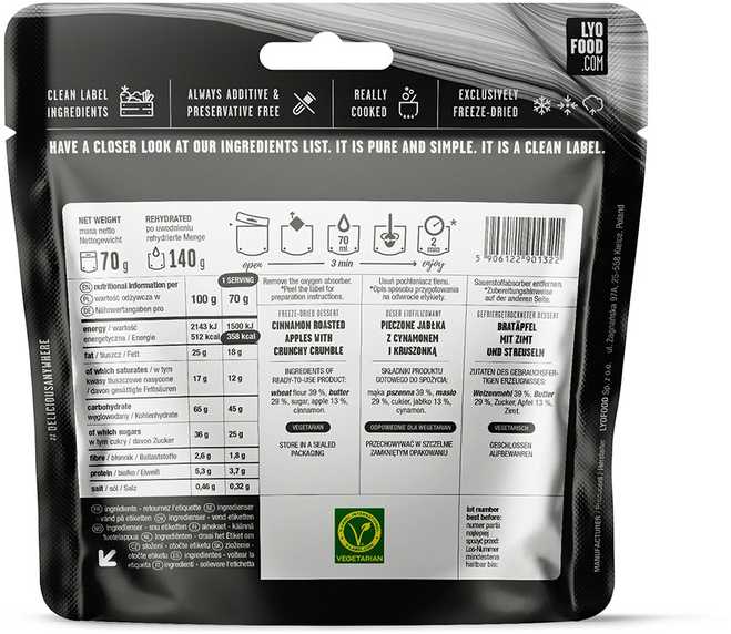 Liofilizatas LYOFOOD Trupinys su obuoliu ir cinamonu 140 g