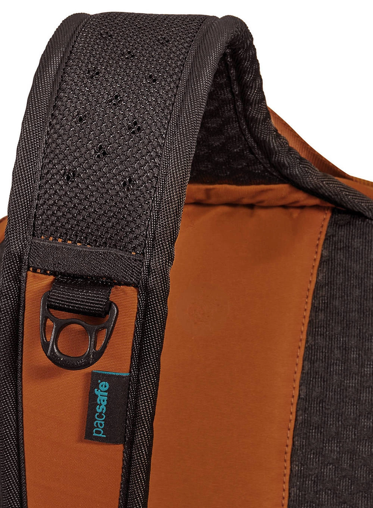 Vienos peties kuprinė, krepšys Pacsafe ECO 12L su RFID apsauga nuo vagysčių, oranžinė spalva