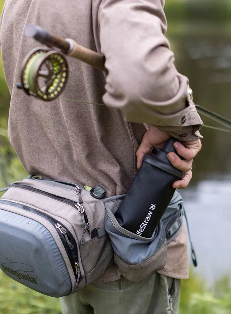 Gertuvė Life Straw „Lifestraw Peak“ serijos sulankstomas buteliukas su spaudimu, 650 ml, tamsiai pilkas