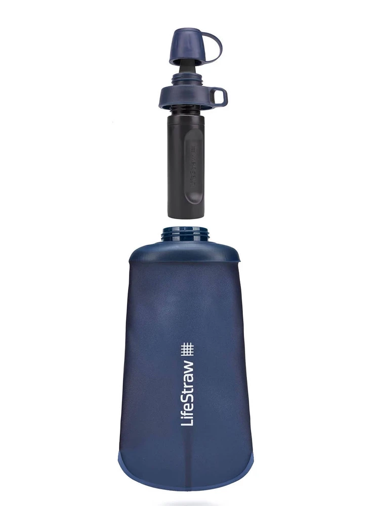 Gertuvė Life Straw „Lifestraw Peak“ serijos sulankstomas buteliukas su spaudimu, 650 ml, tamsiai pilkas