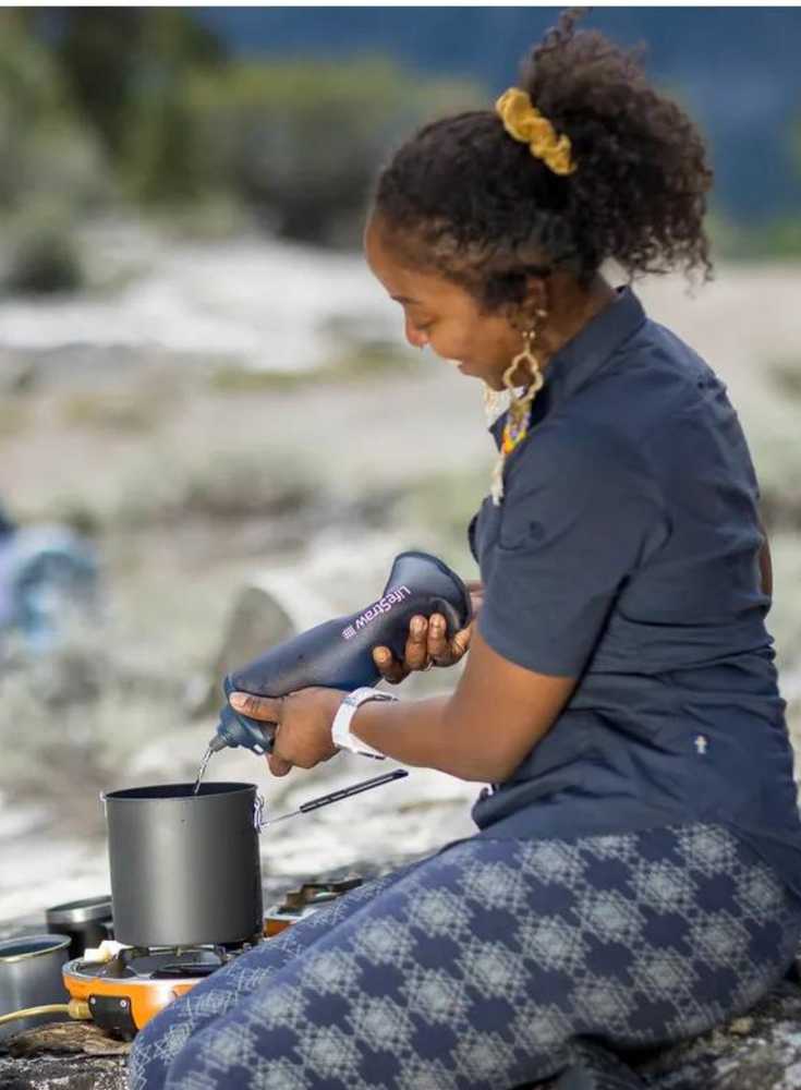 Gertuvė Life Straw Buteliukas su filtrem peak squeeze 1l-mountain mėlynas