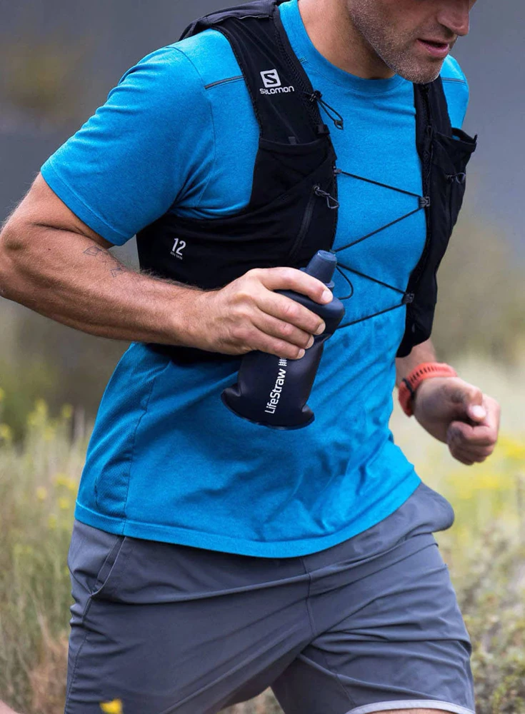 Gertuvė Life Straw „Lifestraw Peak“ serijos sulankstomas buteliukas su spaudimu, 650 ml, tamsiai pilkas