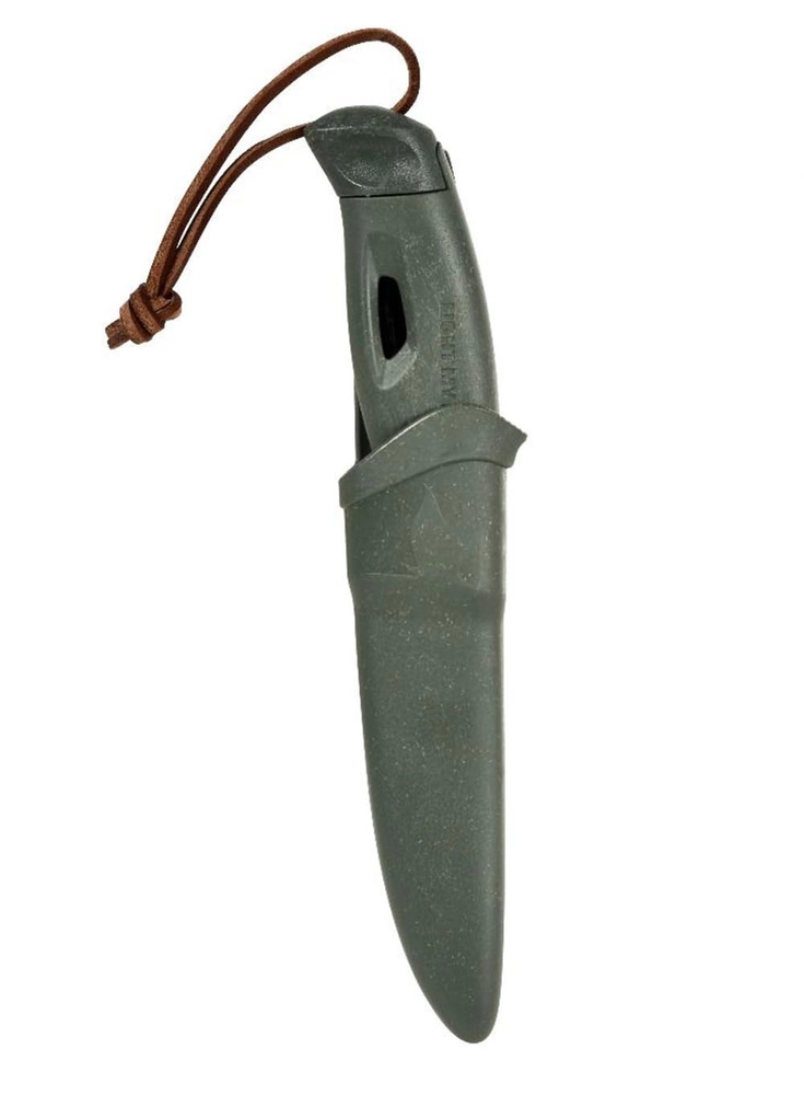 Carruzzo Morakniv "Light My Fire FireKnife" žalios spalvos peilis su akmenukais