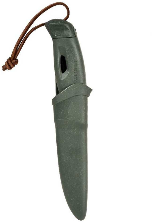 Carruzzo Morakniv "Light My Fire FireKnife" žalios spalvos peilis su akmenukais