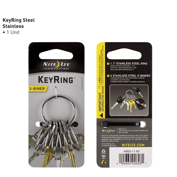 „Nite-Ize KeyRing+“ 6 x nerūdijančio plieno mikrokarabinai (KRGS-11-R3)