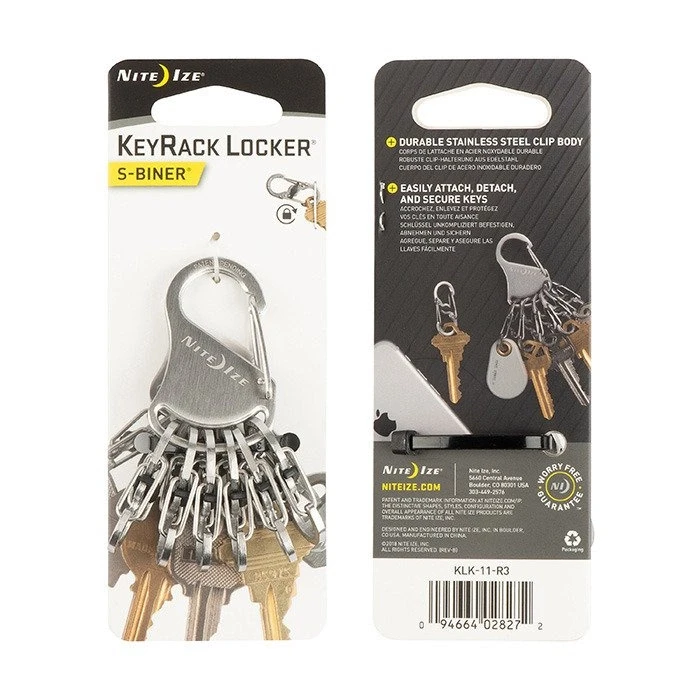 Raktų juosta Nite Ize KeyRack + 6x mikro karabino nerūdijantis plienas (KLK-11- R3)