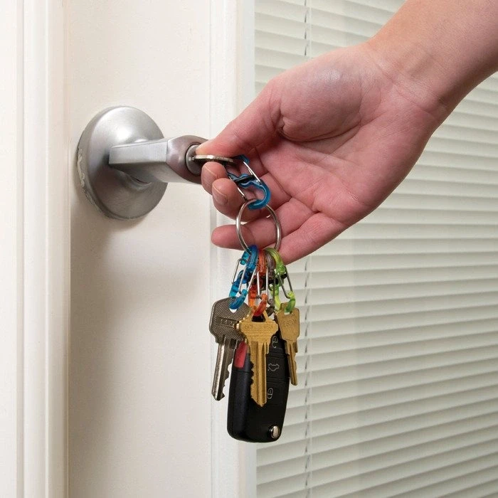 Raktų juosta Nite Ize KeyRing + 5x mikro karabinų skaidrus spalvų derinys (KRGP- 11- R3)