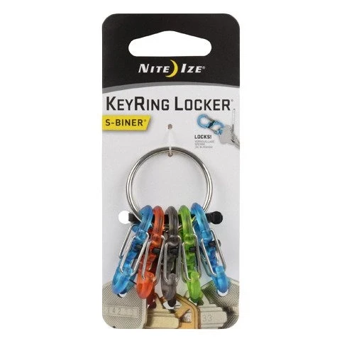 Raktų juosta Nite Ize KeyRing + 5x mikro karabinų skaidrus spalvų derinys (KRGP- 11- R3)