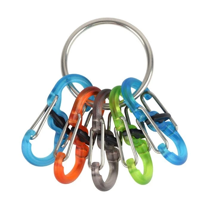 Raktų juosta Nite Ize KeyRing + 5x mikro karabinų skaidrus spalvų derinys (KRGP- 11- R3)