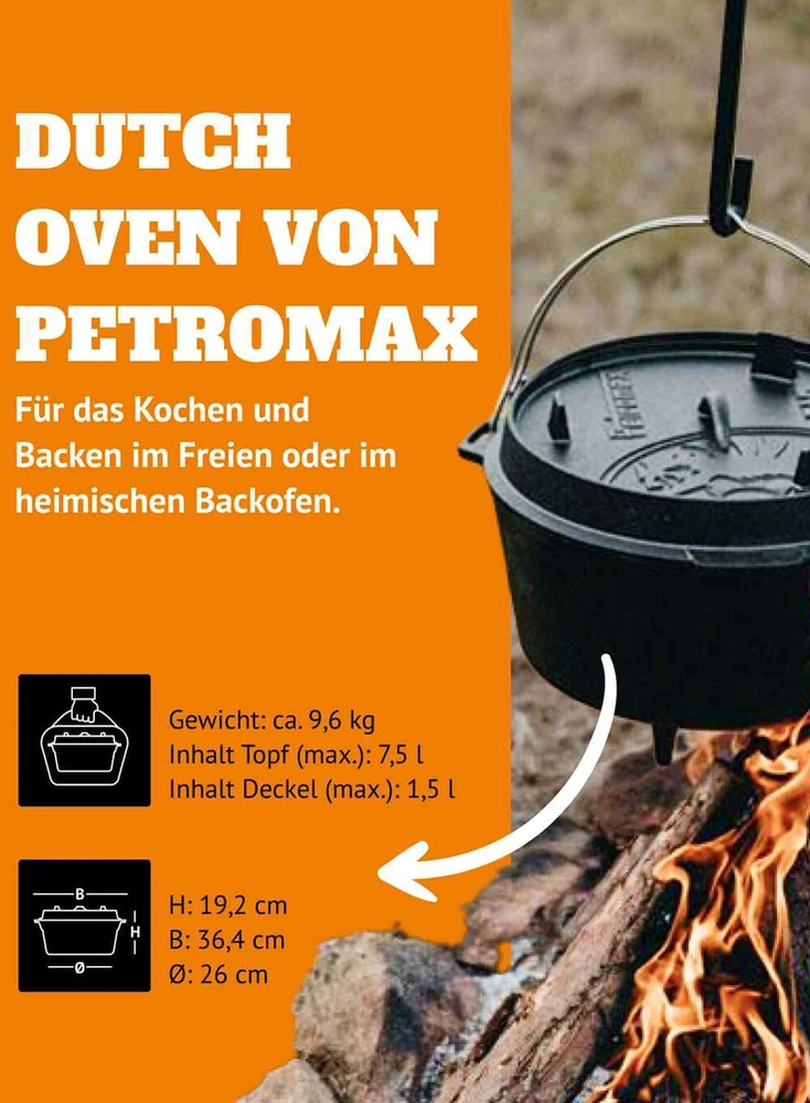 Ketaus Puodas Petromax FT6 (su kojelėmis) 7 l