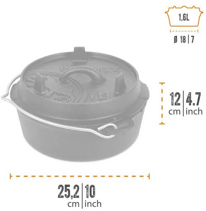 Ketaus puodas Petromax FT3t 2 l (Be kojelių)