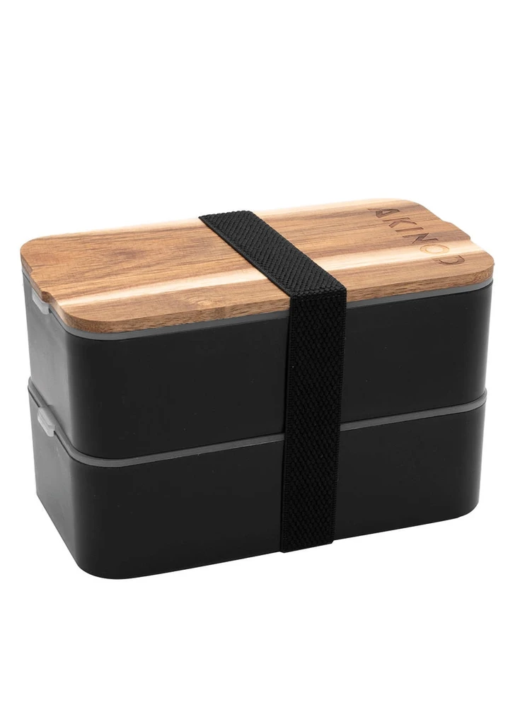 Pietų dėžutė su termo maišeliu Akinod Bento+Lunch bag 11:58 Noir/Gris, AKI000045