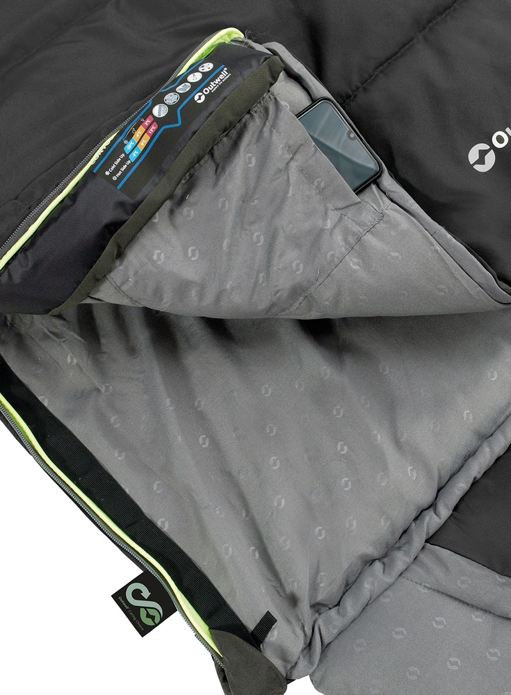 Outwell miegmaišis Contour 220 x 85 cm, -13/+16 °C, juodas