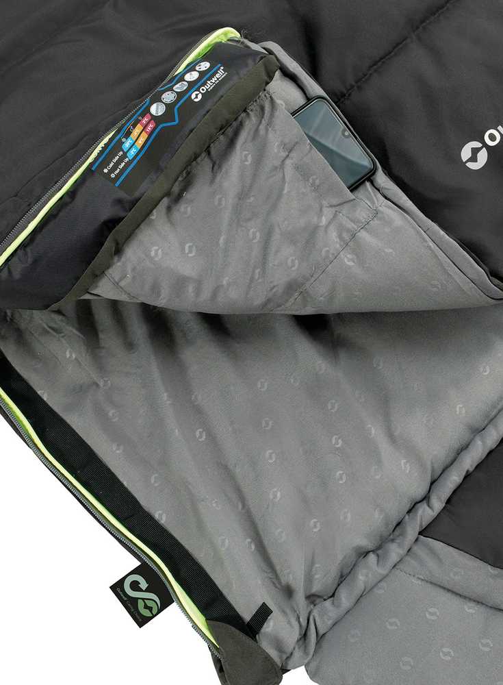 Outwell miegmaišis Contour 220 x 85 cm, -13/+16 °C, juodas