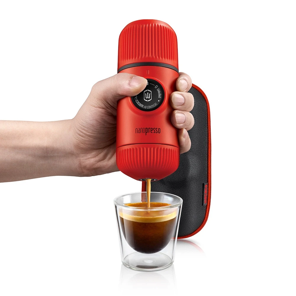 Rankinis maltos kavos aparatas su dėklu Wacaco Nanopresso, Raudonas