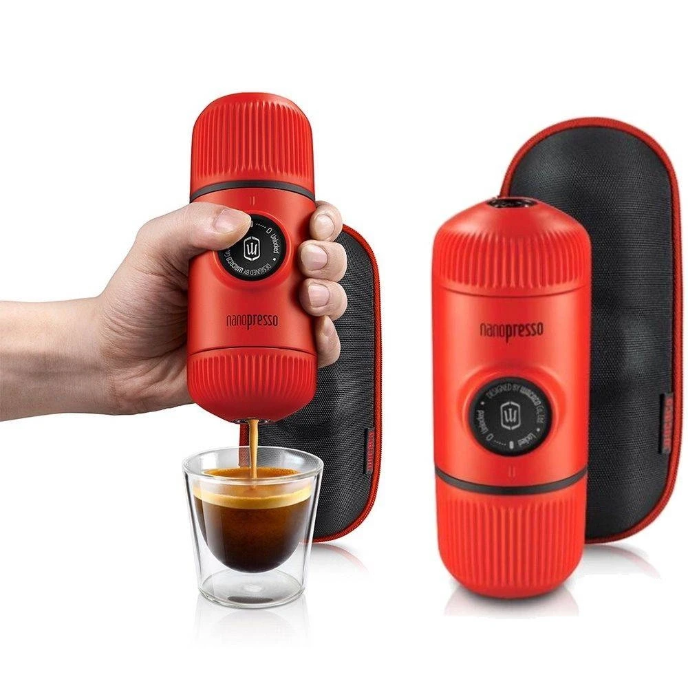 Rankinis maltos kavos aparatas su dėklu Wacaco Nanopresso, Raudonas