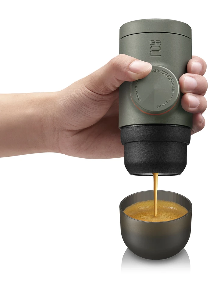Wacaco Minipresso GR2 nešiojamas espresso aparatas maltai kavai, alyvuogių spalvos
