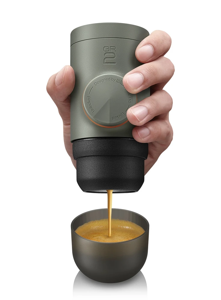 Wacaco Minipresso GR2 nešiojamas espresso aparatas maltai kavai, alyvuogių spalvos