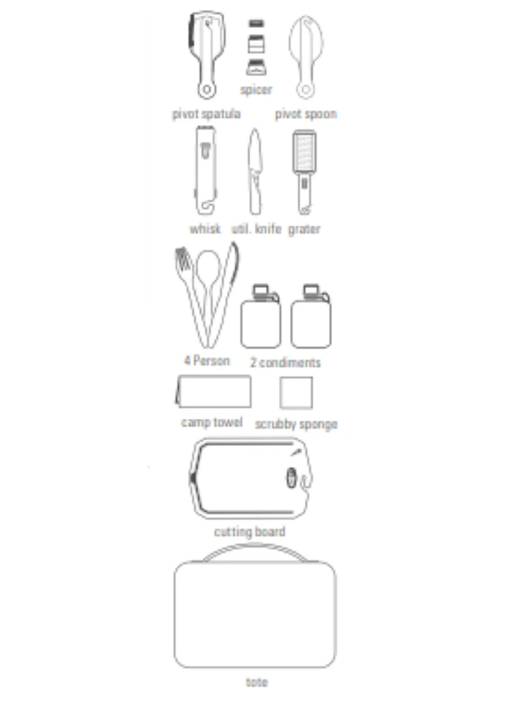 Turistinis virtuvės įrankių rinkinys GSI Outdoors Destination Kitchen Set 24