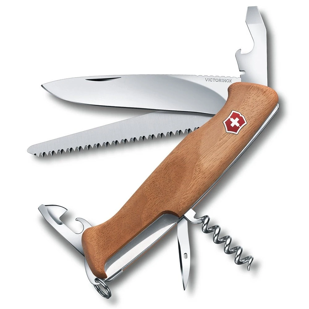 Šveicarija Victorinox Ranger 55 Wood kišeninis peilis su riešutmedžio kriaunomis