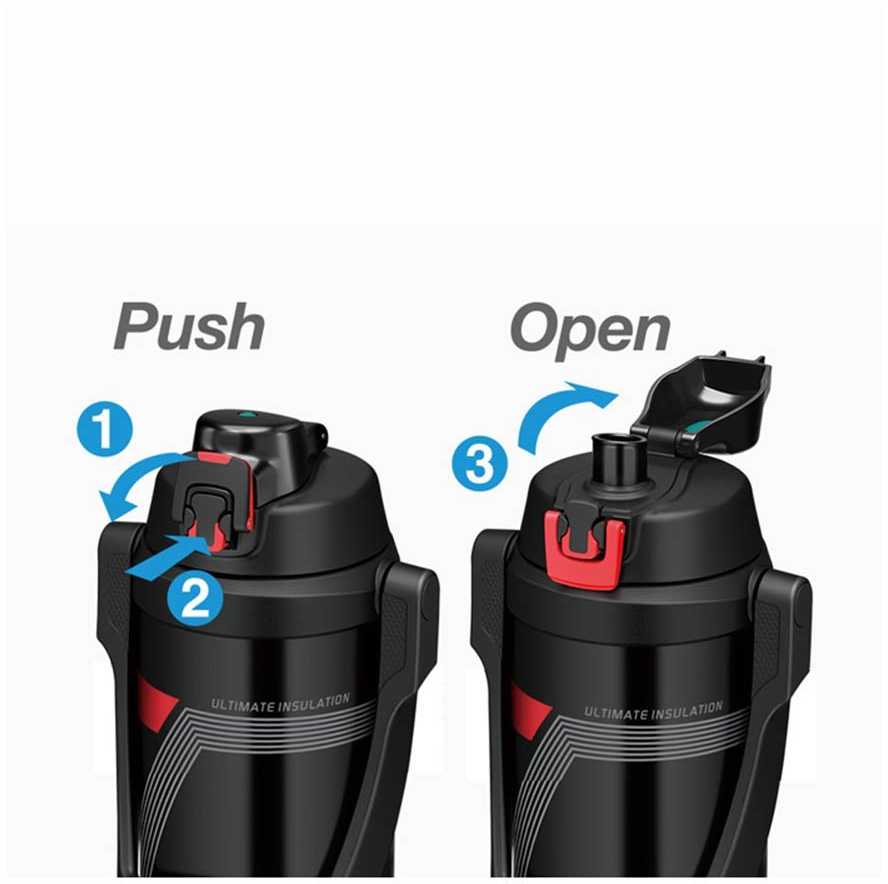 Thermos Termosas 2l nerūdijančio plieno, juodas, ilgas karščio išlaikymas