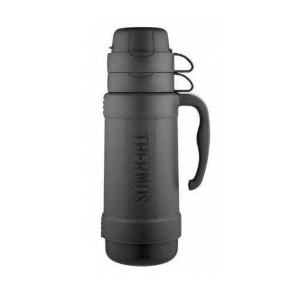 Thermos Stiklinis termosas su dviem puodeliais, 1 litras, juodas 194530 TERMOSAS
