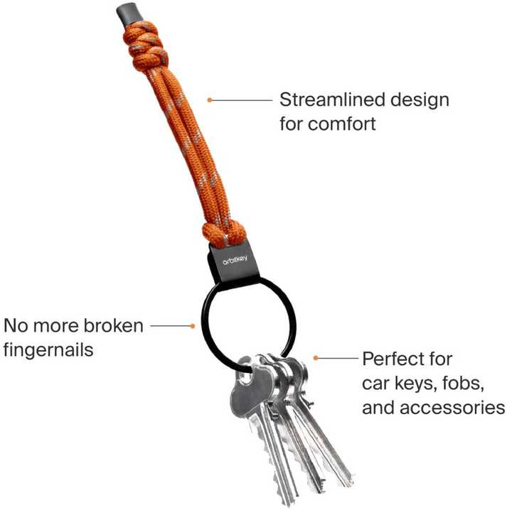 „Orbitkey“ – „Urban Loop“ raktų pakabukas – mandarinų spalvos