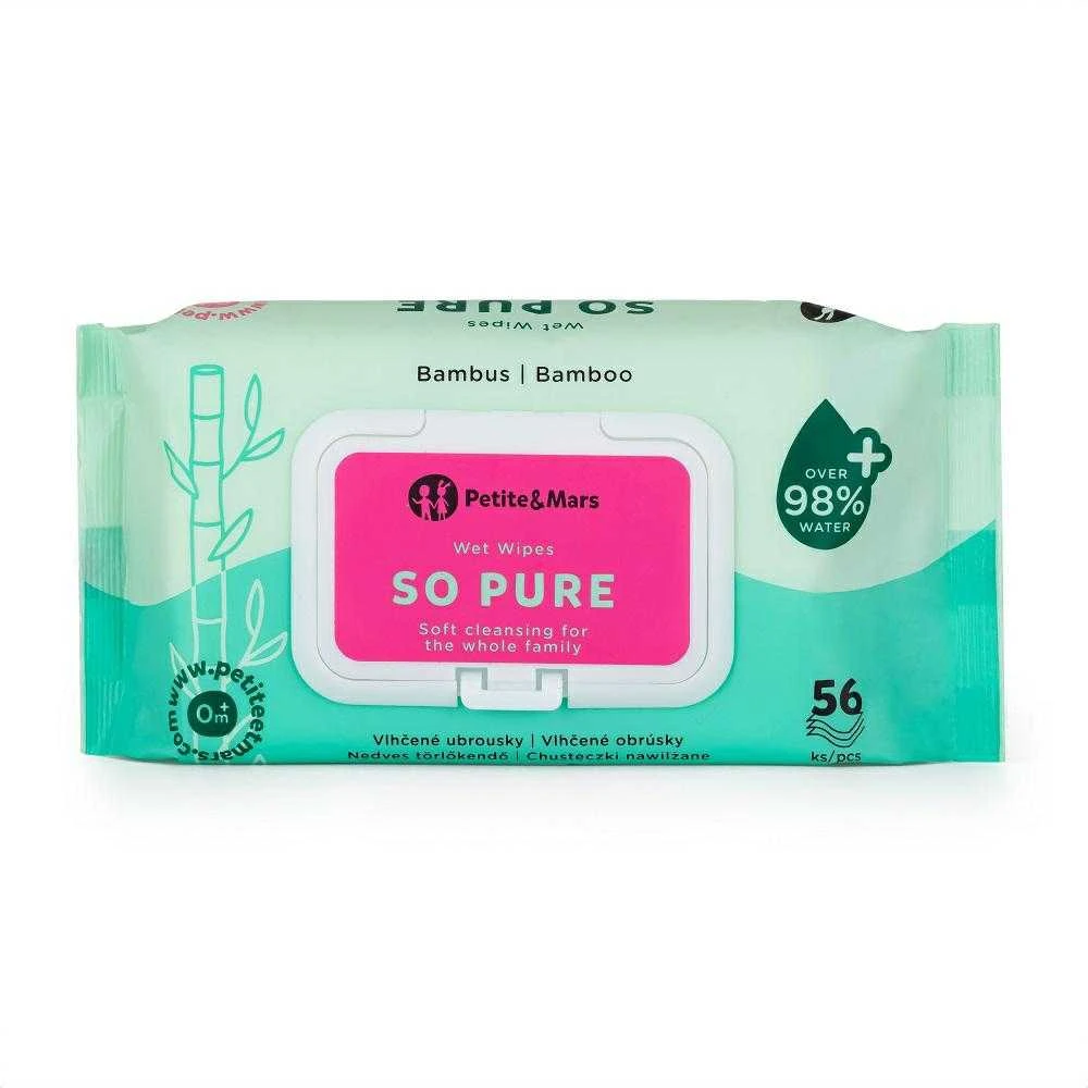 Petite&Mars So Pure - bambukinės drėgnos servetėlės | 56 vnt