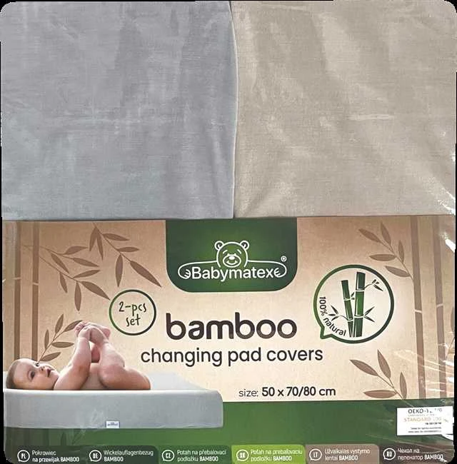 Multitex Dėklas na przewijak 50x70/80 Bamboo smėlio spalva pilka 2 pak bawełniany su gumką