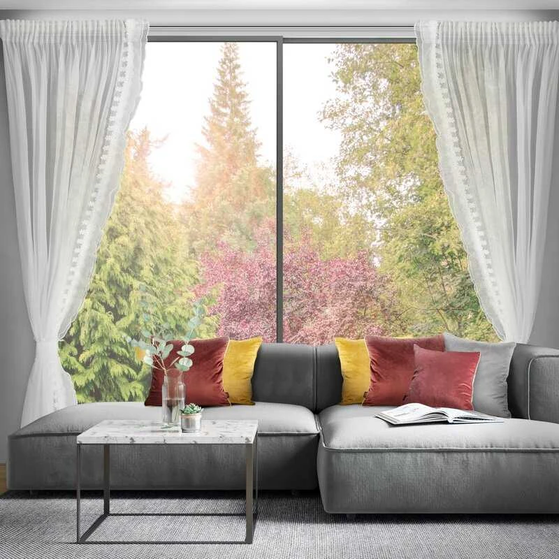 Eurofirany Balta poliesterio užuolaida, 140x270 cm, paruošta kabinimui su apsiuvu ir laikikliu, šviesą sklaidanti tekstūra, moderniam ir klasikiniam interjerui, dieninė užuolaida svetainei