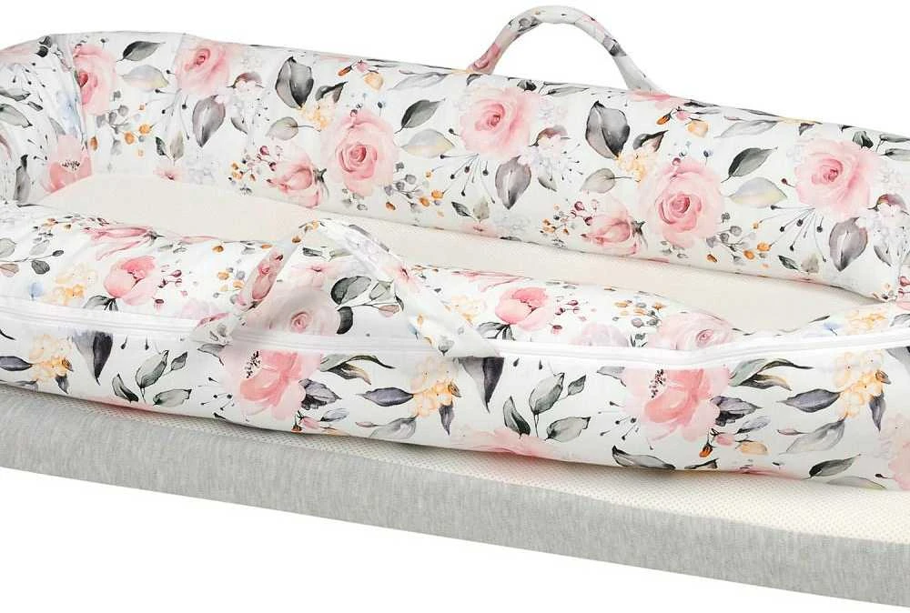 Baby Matex Kūdikio lizdelis „Rožės 09“ „DeLux“ kokoninis čiužinio spaudimą mažinantis įklotas