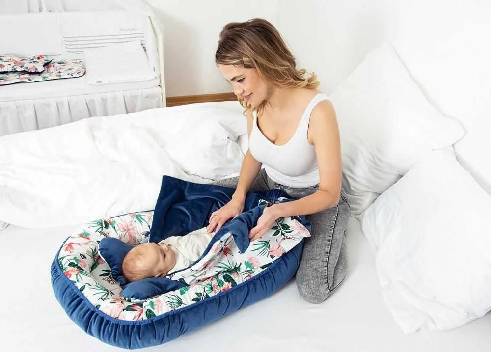 Baby Matex Kūdikio kokonas, drugelio pagalvė, medvilnės ir aksomo užvalkalas, 55x80 cm, naujagimiams 0-8 mėnesių, nešiojamas miego lizdelis, vaikiškas gultukas