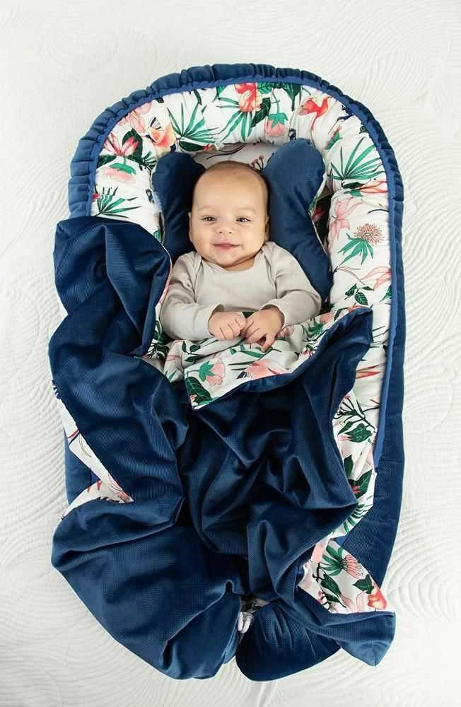 Baby Matex Kūdikio kokonas, drugelio pagalvė, medvilnės ir aksomo užvalkalas, 55x80 cm, naujagimiams 0-8 mėnesių, nešiojamas miego lizdelis, vaikiškas gultukas