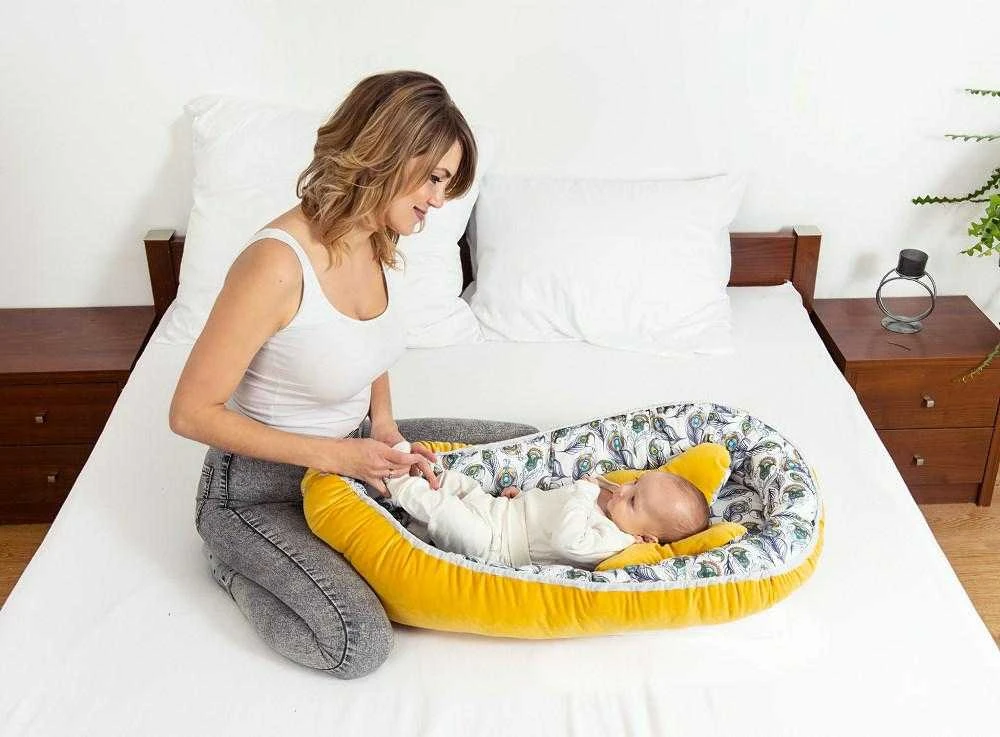 Baby Matex Kūdikio kokonas, drugelio formos pagalvė galvai, medvilnės ir velveto užvalkalas, 55x80 cm, naujagimiams 0-8 mėn., nešiojamas miego lizdelis, kūdikio lizdas