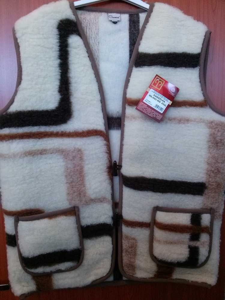 Merino vilnos liemenė, Napoleono raštas, terapinė liemenė, pašildymas po procedūrų, XXXL dydis, pilka ir ruda liemenė, vilnonė liemenė