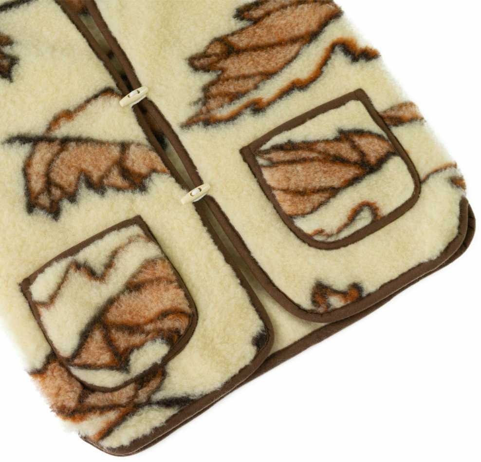 Merino vilnos liemenė, Napoleono raštas, terapinė liemenė, pašildymas po procedūrų, XXXL dydis, pilka ir ruda liemenė, vilnonė liemenė