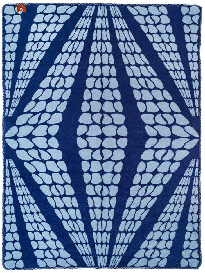 Geometrinis mėlynas medvilninis akrilinis pledas 150x200 cm, nertas kraštas, dvipusis jaukus namų dekoras, minkštas užtiesalas