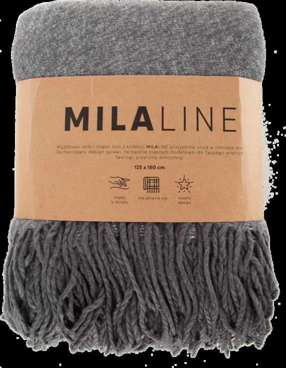 Pilkas megztas pledas su MilaLine pakuote
